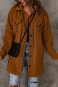Pocketed Button Up Dropped Shoulder Jacket