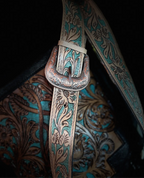 Western Tooled Leather Cowhide Purse-LargeBuckle Hand Bag