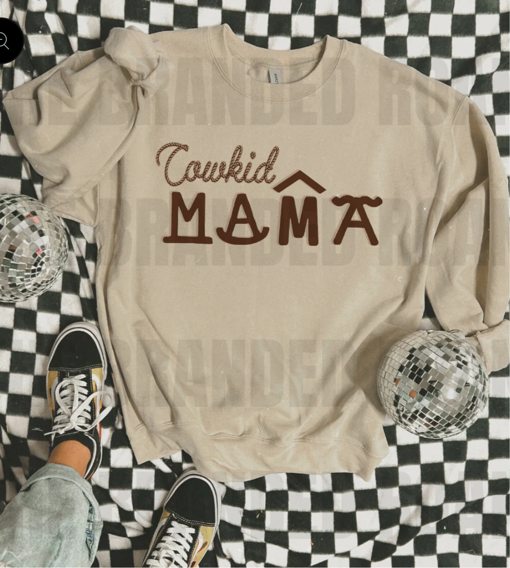 Cowhide Mama Crewneck