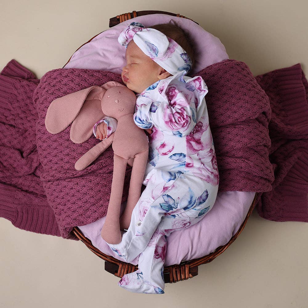 Lilac Skies Organic Snuggle Sleepsuit Zip Footie with Frill