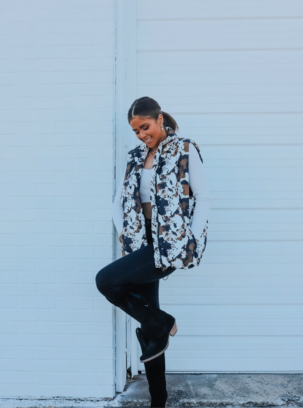 Cow print vest