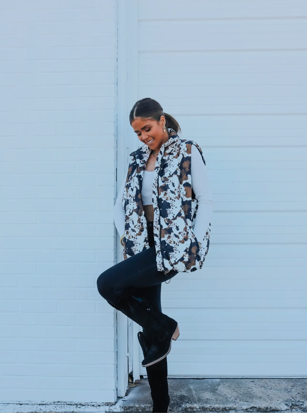 Cow print vest
