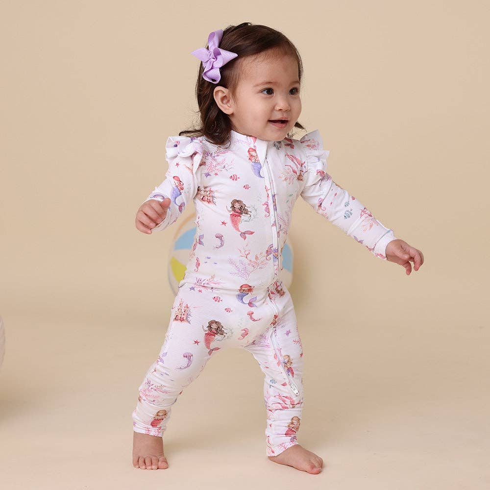 Mermaid Organic Snugglesuit Convertible Romper with Frill