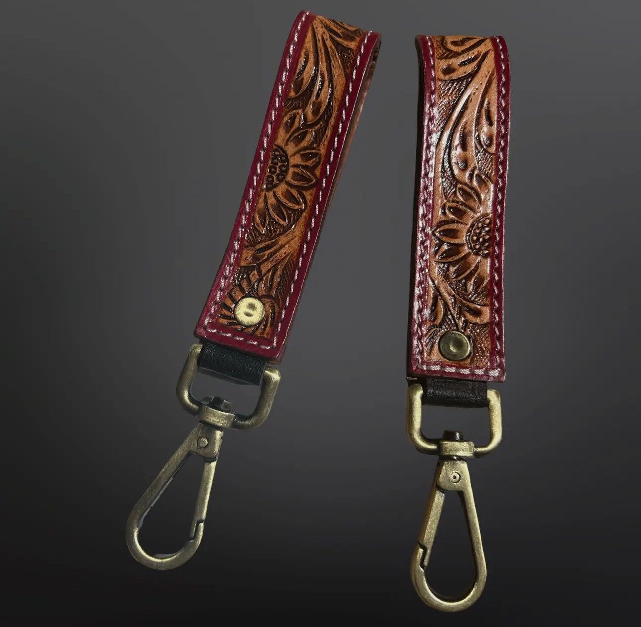Tooled western Leather key chain