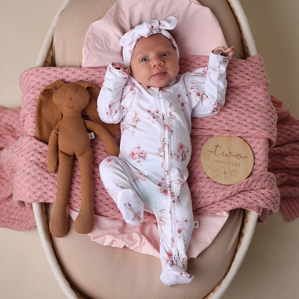 Ballerina Organic Snuggle Sleepsuit Zip Footie with Frill
