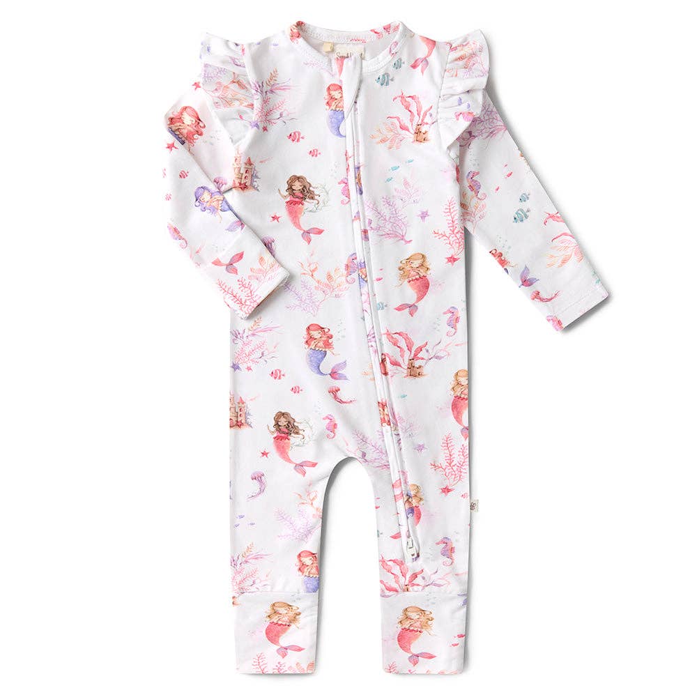 Mermaid Organic Snugglesuit Convertible Romper with Frill