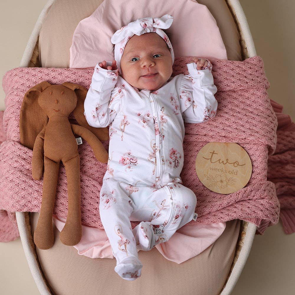 Ballerina Organic Snuggle Sleepsuit Zip Footie with Frill