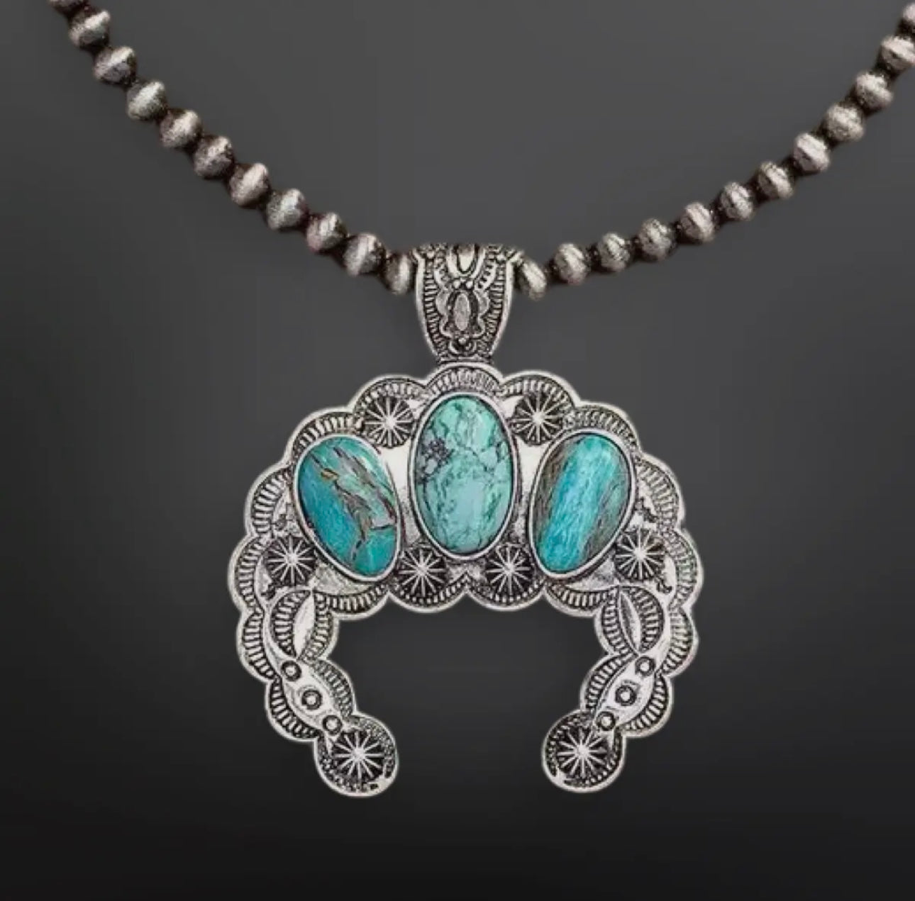 Faux turquoise squash western necklace