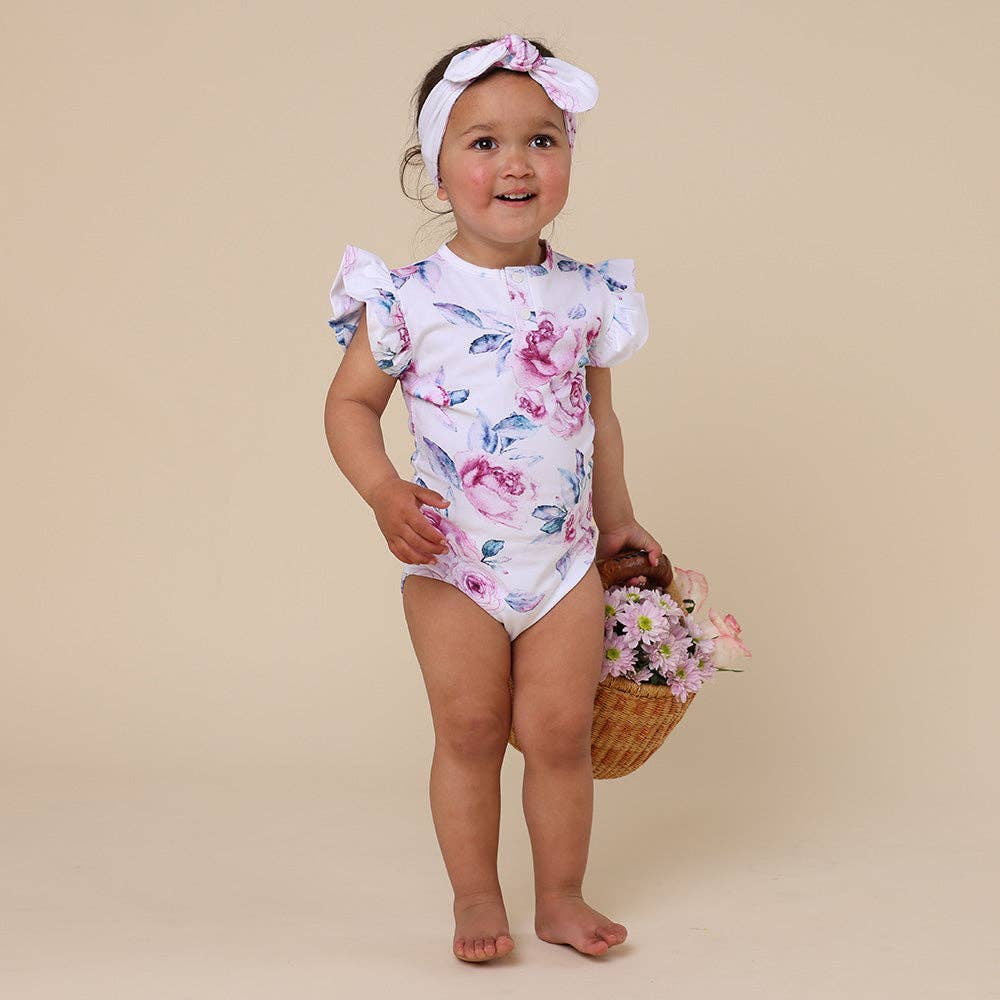 Lilac Skies Short Sleeve Organic Bodysuit with Frill