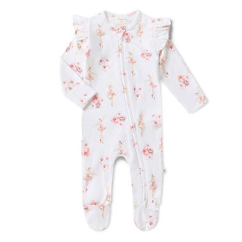 Ballerina Organic Snuggle Sleepsuit Zip Footie with Frill