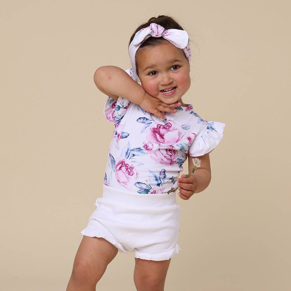 Lilac Skies Short Sleeve Organic Bodysuit with Frill