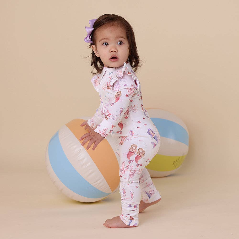 Mermaid Organic Snugglesuit Convertible Romper with Frill