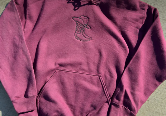 Cowboy boot embroidered Hoodie