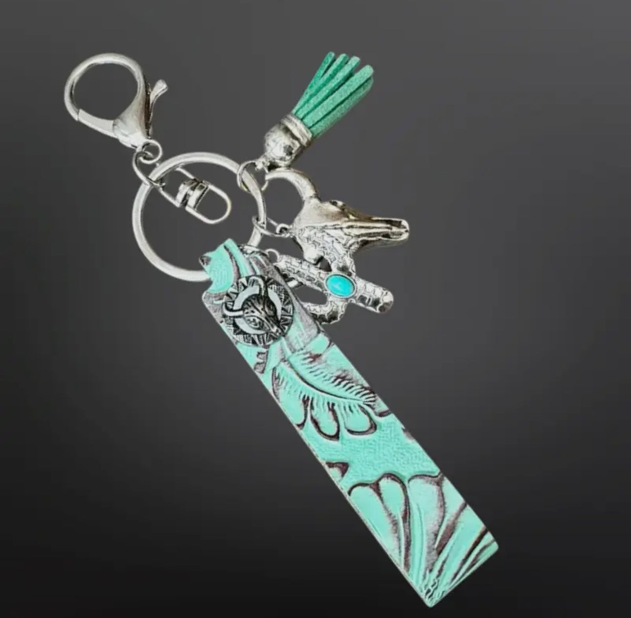 Embossed Leather key chain