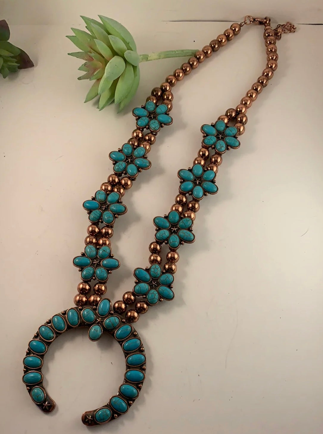 Turquoise Copper Squash Necklace