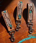 Tooled Leather Western Key Chain