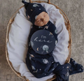 Milky Way Baby Jersey Wrap and Beanie set