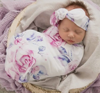 Lilac skies Baby jersey wrap & topknot set
