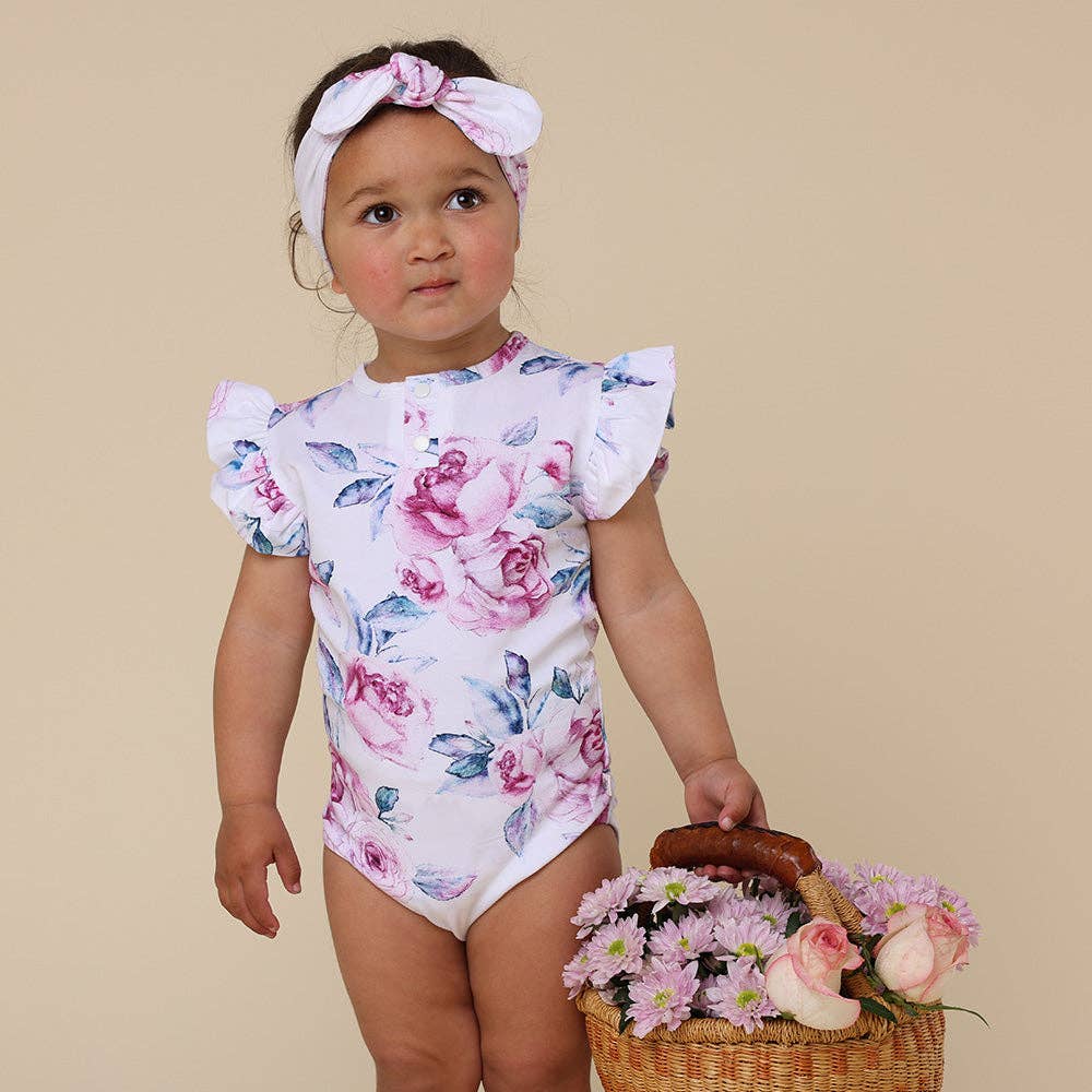 Lilac Skies Short Sleeve Organic Bodysuit with Frill
