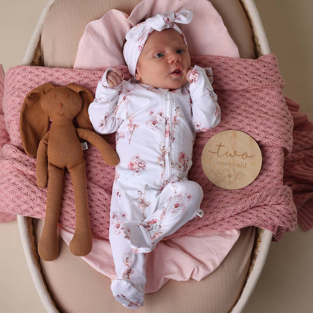 Ballerina Organic Snuggle Sleepsuit Zip Footie with Frill