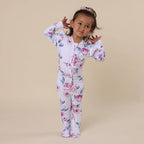 Lilac Skies Organic Snuggle Sleepsuit Zip Footie with Frill